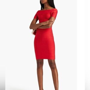 Herve Leger Mini Dress in Coral Poppy XS NWT